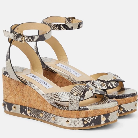 Jimmy Choo Panna Snakeskin Wedge Sandals